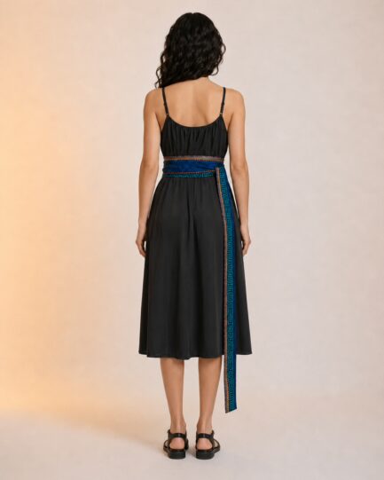 vestido negro faja etnica